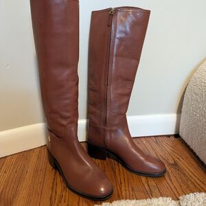 Tory Burch Tall Chestnut Leather Knee Boots